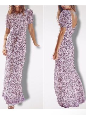 NWT Anthropologie SAYLOR Amarette Puff Sleeved Floral Maxi Dress S